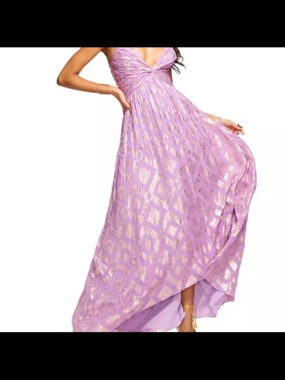 Lavender Metallic Pattern Maxi Dress - Brand